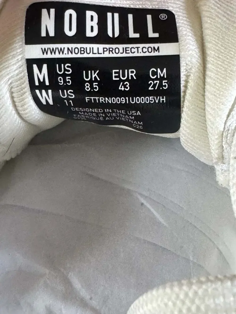 Nobull Men's 9.5 / Women's 11 White Knit Runner Training Shoes